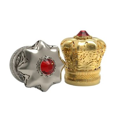 Luxury Zamac Crown Perfume Cover Perfume Lid Zinc Alloy Fea 15 Perfume Bottle Cap