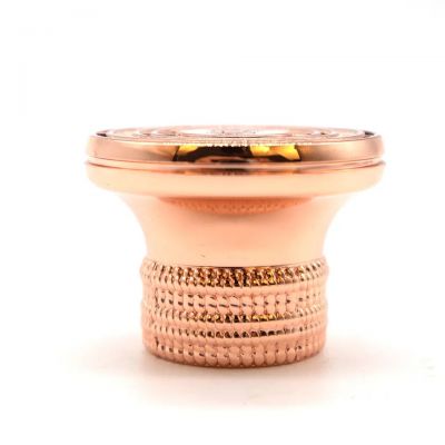 Professional factory high quality custom logo design rose gold zinc alloy perfume cap 15mm