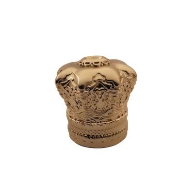 High End Customized Gold Crown Luxury Metal Perfume Bottle Cap with Lines