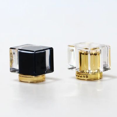 chinese factory customized 15mm Acrylic perfume cap fancy logo printed perfume bottle with cap