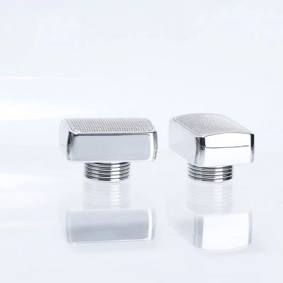 Perfume Cap Customized By Manufacturer Top Grade plastic ABS Metallic texture perfume cap rectangle silver perfume lid