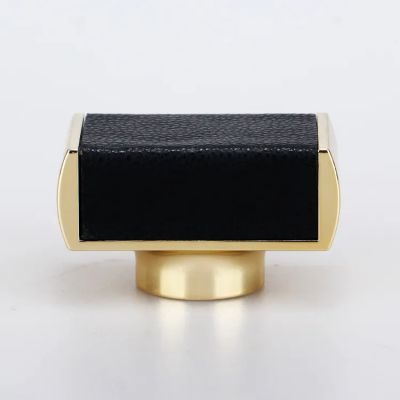 2023 High grade golden black 15mm perfume bottle Rectangle Plastic ABS Splice matte leather perfume bottle cap
