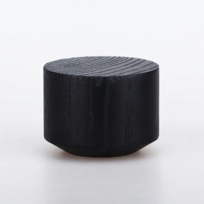 2023 Nice design perfume bottle Unique shape wood grain lids hot selling black matte wooden perfume lids