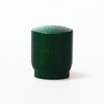 2023 Nice design perfume bottle dark green cylinder wood grain lids Hot selling wooden perfume lids