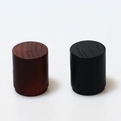 Factory Nice design round cylinder wood perfume lids Hot selling black reddish brown wooden Perfume bottle caps