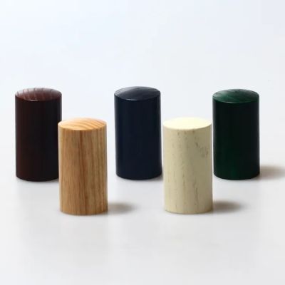 Factory Nice design round cylinder wood perfume lids Hot selling customized color wood grain Perfume bottle caps