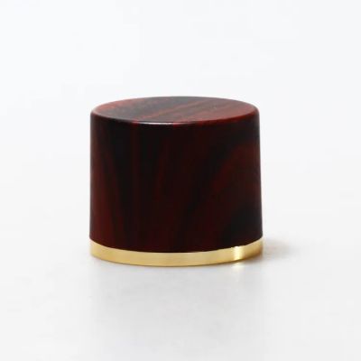 2023 Global New Top Grade plastic ABS perfume bottle cap Factory reddish brown wood grain cylinder perfume lid