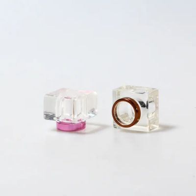 Clear Surlyn Through Hole Perfume Cap With Metal Aluminium(Square Shape)