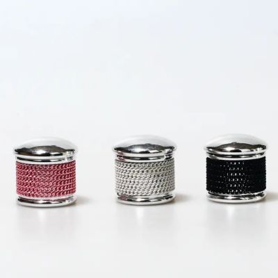Custom logo zamac High Quality round cylinder perfume cap Metallic texture plastic ABS perfume lid