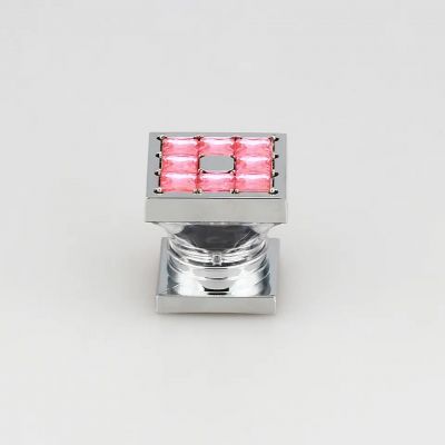 ABS Big Square Zinc Perfume Cap With Pink Stones