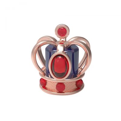 Luxury Dubai Arabia gold zinc alloy crystal perfume cap pink crown cap with ball for cosmetic Attar Oud perfume bottle