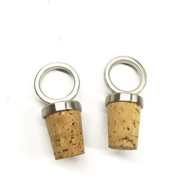 Custom Logo Reusable Blank Zinc Alloy Metal Topper Wooden Wood Cork Wedding Wine Bottle Stopper