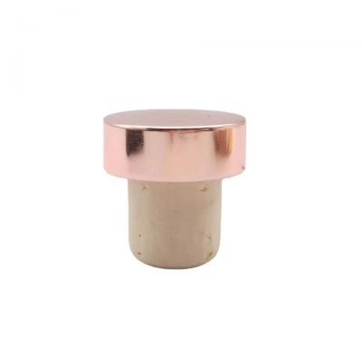 Customized Luxury Bar Top Cap T Shape Light Color Synthetic Zinc Alloy Natural Cork Wine Bottle Stopper