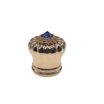 Arabian Style Good Quality Factory Jewel Electroplated Bottle Color Customized Parfum Zamac Crown Zinc Alloy Cap For Perfume