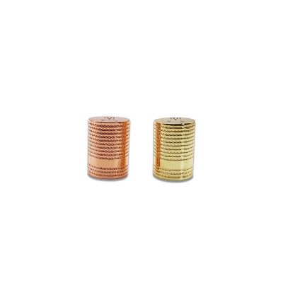 Manufacturer Parfum Packaging Luxury Aluminum Cylinder Cover Golden Electroplate Emboss Customized Zinc Alloy Perfume Bottle Cap