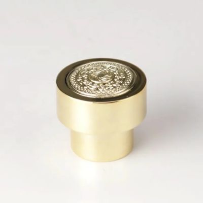 Luxury zamac metal perfume bottle cap with patterned top piece
