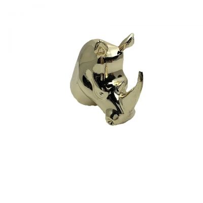 Factory Customized Recyclable Fea15 Oem Decorative Metal Rhino Zinc Alloy Animal Cap
