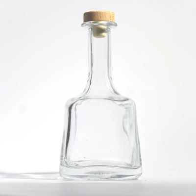 Hot sale super flint glass liquor bottle spirit whiskey mezcal square rum gin vodka tequila engraved label decals with stopper