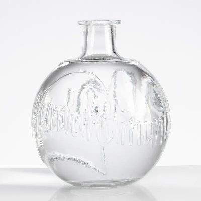Wholesale Stocked 200Ml Ball Shaped Empty Wine Liquor Glass Bottle With Lid Sealed
