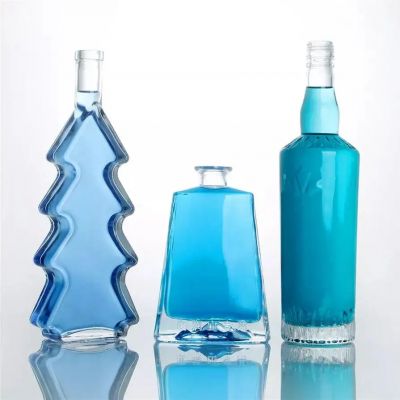 wholesale 500ml 700ml 750ml Custom Christmas Tree Shape alcoholic brandy liquor gin glass whisky bottle