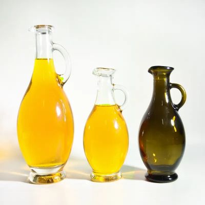 Customized Logo print Clear Glass Bottles For olive oil Bottle 500 Ml 250ml with ear wooden bar top cork