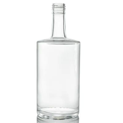 Flat shoulder super flint glass round liquor bottle spirit whisky honey rum vodka gin tequila screw top custom label decal