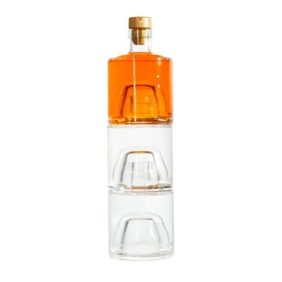 stacked bottles100ML Empty 250ml Glass Vodka Bottle Wholesale High Quality Super Flint 750ml 750g Tequila Liquor Glass Bottle