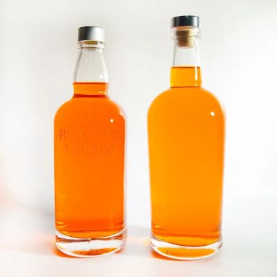 Wholesale 250ml 375ml 500ml 750ml 1000ml Clear Round Glass Liquor Wine Bottle