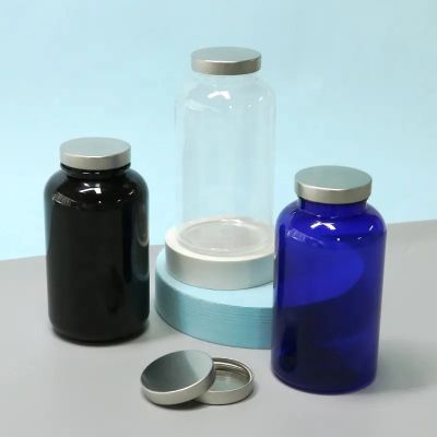 textured food grade plastic capsule bottle soft touch VC calcium container with tinplate lid protein powder jar for healthcare