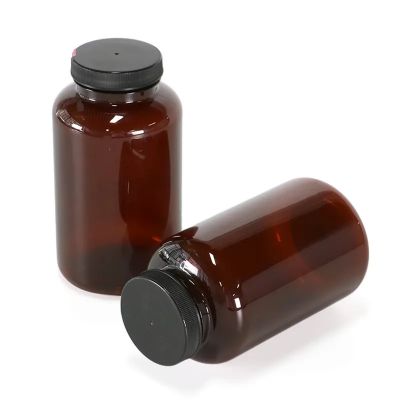 Luxury 500ml amber plastic pill medicine bottle pharmaceutical capsule container jar health care supplement jars