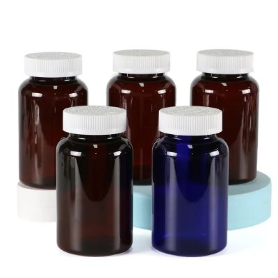 Custom 100 150 200 250 300 400 Ml Pet Plastic Packaging Vitamin Empty White Pill Bottles Medical Amber Capsule Bottle