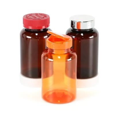 250ml orange blue brown pet plastic capsule bottles peanuts flower tea bottle with screw cover gelatin capsule bottles