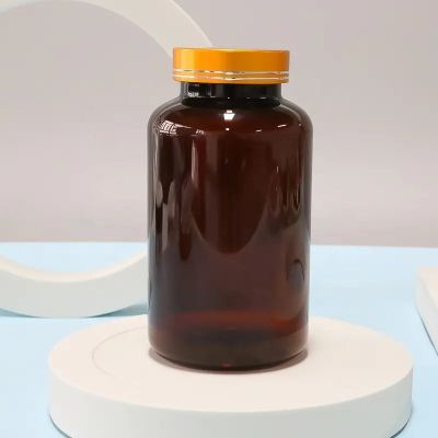 500ml amber transparent plastic vitamin bottle empty capsule bottles gelatin capsule bottle with electroplated cap