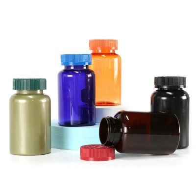 250ml plastic capsule bottles healthcare supplement packaging with child safety cover