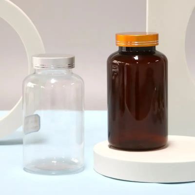 500ml food grade pet plastic bottle empty vitamin calcium bottles healthcare packaging bottle with golden metal cap