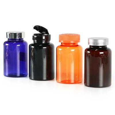 transparent empty capsule bottle custom 250ml calcium pills bottle with screw cap vitamin tablets bottles