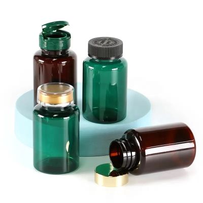 175ml plastic vitamin capsule bottle pills bottle with metallic cap calcium containers with flip top cover