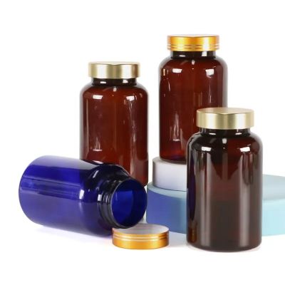 PET capsule plastic bottle vc calcium pills bottle food grade tablets jars with screen printed cap