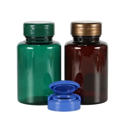 hot selling pills capsule bottle vitamin calcium packaging bottle tablets bottle with single window cap