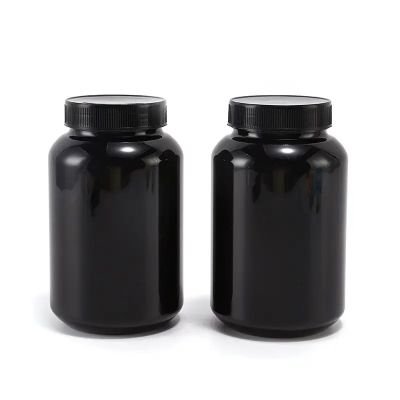 1100 ML big capacity PET black health care power medical plastic bottles with screw caps