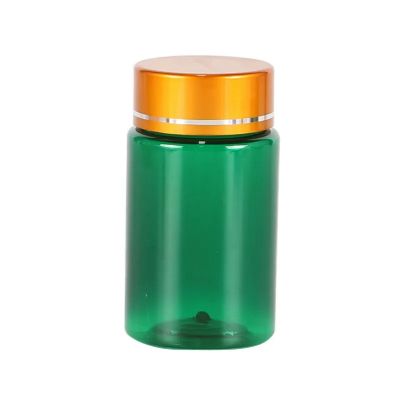 60ml pet plastic round bottle tablets vitamin containers pill capsule bottle with golden metallic lid