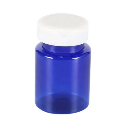 80ml round pet plastic capsule pills bottle custom candy sugar containers white blue vitamin tablet jars with flip cap