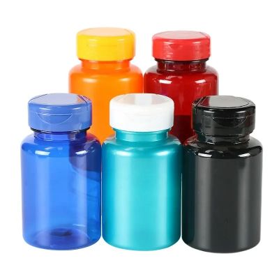 120ml round shape plastic bottles capsule pill bottles with screw cap gelatin healthcare supplement container