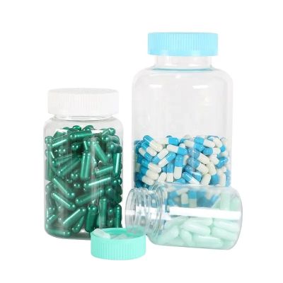 Wholesale Transparent Empty Clear Pet Plastic Pharmaceutical Capsule Packing Bottles With Child Proof Resistant Screw Cap