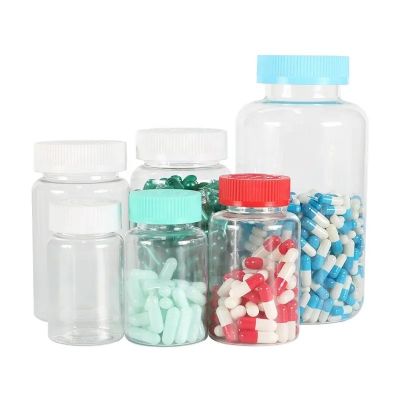 In Stock healthcare capsule bottles 200ml 250ml 300ml Plastic custom packaging supplement bottles calcium tablet bottles