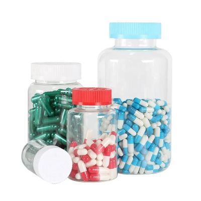Wholesale Empty Pet Plastic Wide Mouth Transparent Pharmaceutical Packaging Pill Capsule Bottle With Child-proof Cap