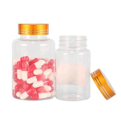 reasonable price custom packaging bottles pills capsules tablet bottles 120ml 150ml 300ml PET plastic with golden metallic cap
