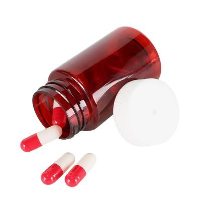 Factory Direct Health Care Pet Red Pharmaceutical 60ml Plastic Pill Bottle For Tablet With Screw Cap