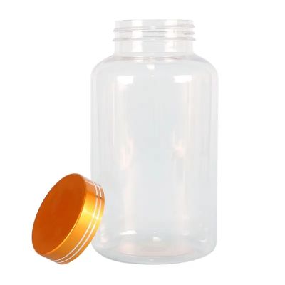 wholesale custom 500ml frosted transparent capsule bottles pill supplement plastic empty vitamin packing bottle with metal cap