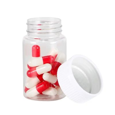 60ml Custom Pet Transparent Clear Pills Premium Medicine Plastic Capsule Bottle With Child Proof Resistant Screw Cap